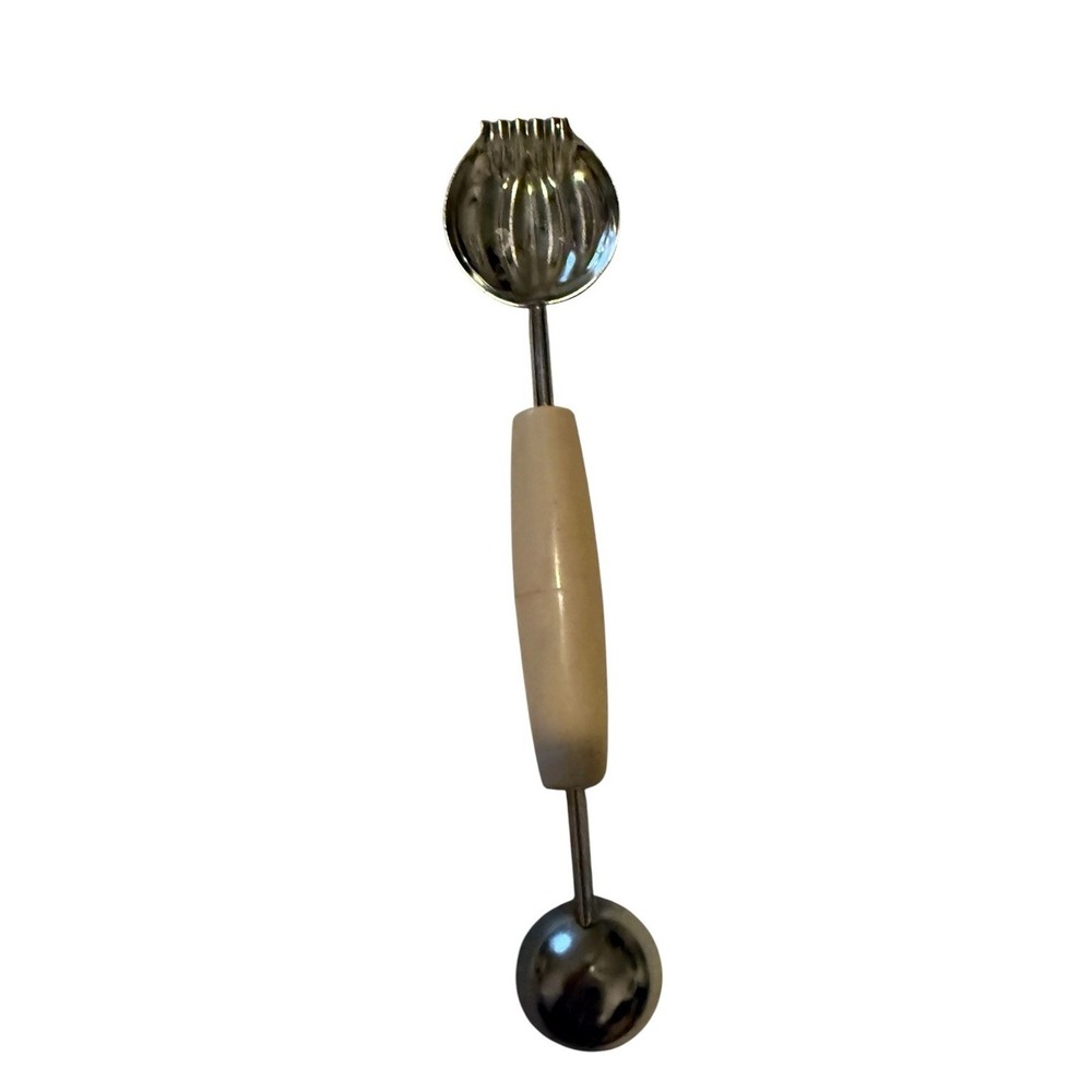 Ekco Double Sided Melon Baller Fruit Scoop Butter Curler Made in USA 8" Vintage
